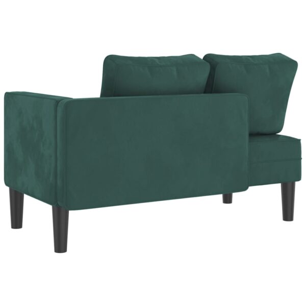 Chaise longue com almofadões veludo verde-escuro - Image 4