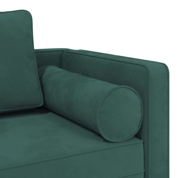 Chaise longue com almofadões veludo verde-escuro - Image 5
