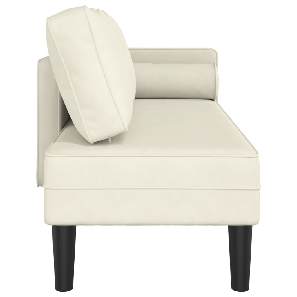Chaise lounge com almofadões veludo creme - Image 3