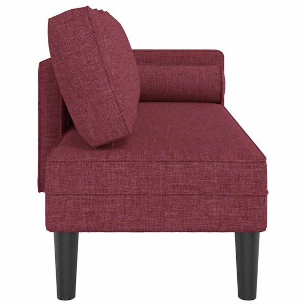 Chaise longue com almofadões tecido vermelho tinto - Image 3