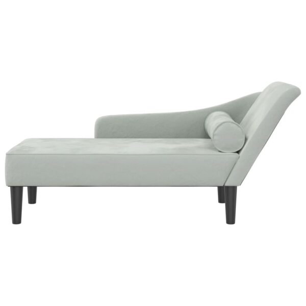 Chaise lounge com almofadões veludo cinzento-claro - Image 2