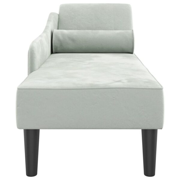 Chaise lounge com almofadões veludo cinzento-claro - Image 3