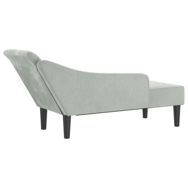 Chaise lounge com almofadões veludo cinzento-claro - Image 4