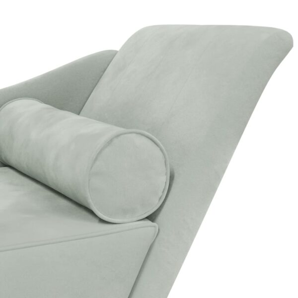 Chaise lounge com almofadões veludo cinzento-claro - Image 5