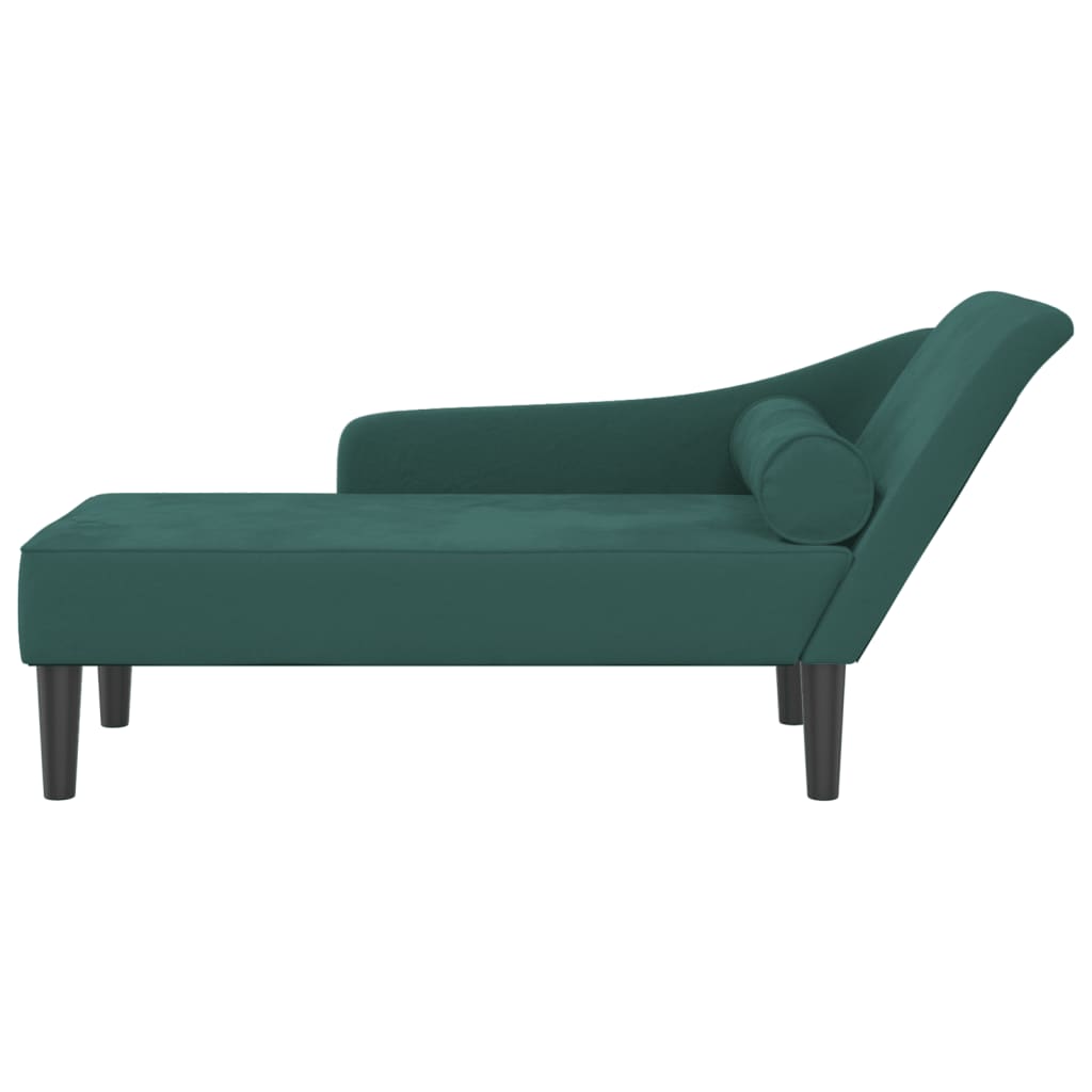Chaise longue com almofadões veludo verde-escuro - Image 2