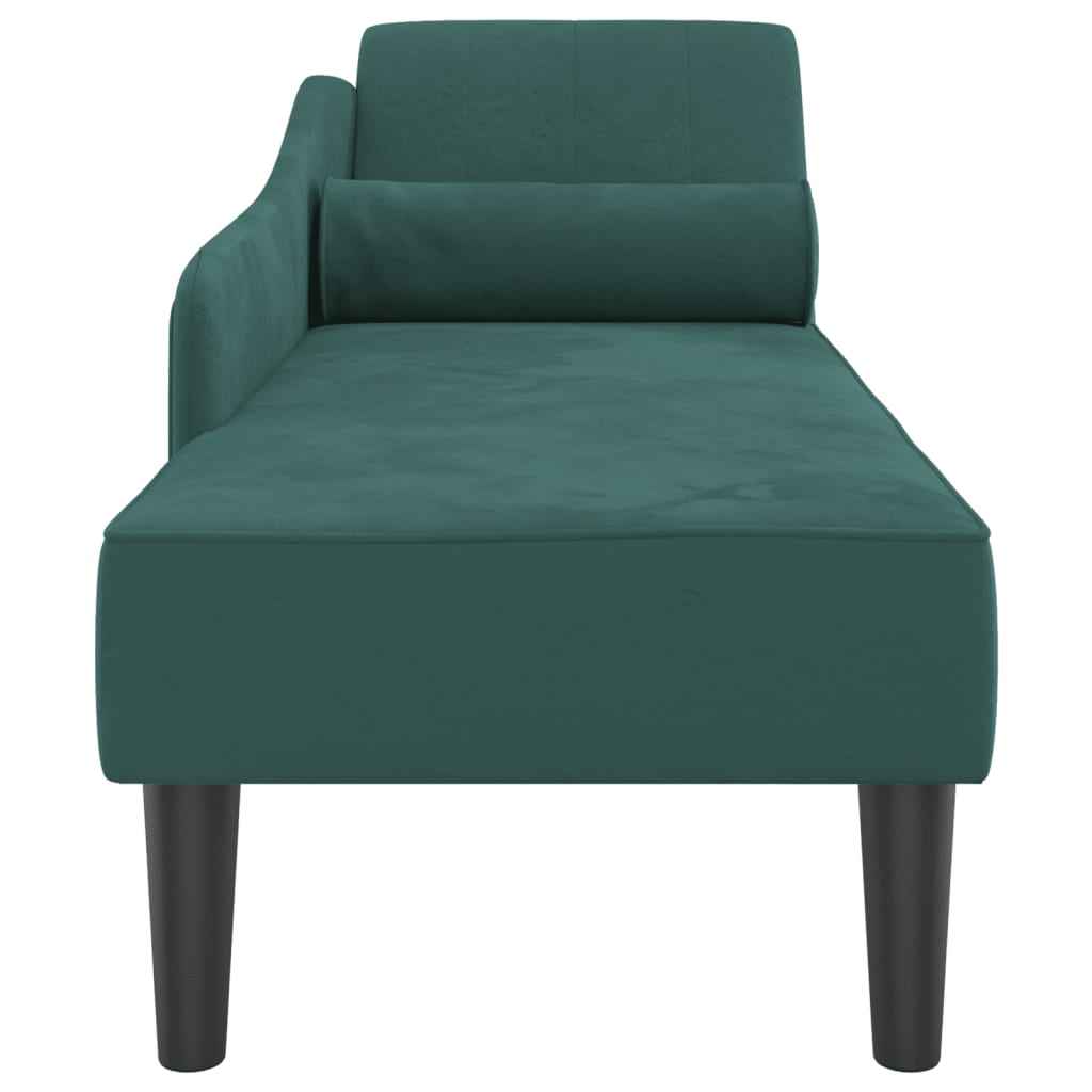 Chaise longue com almofadões veludo verde-escuro - Image 3