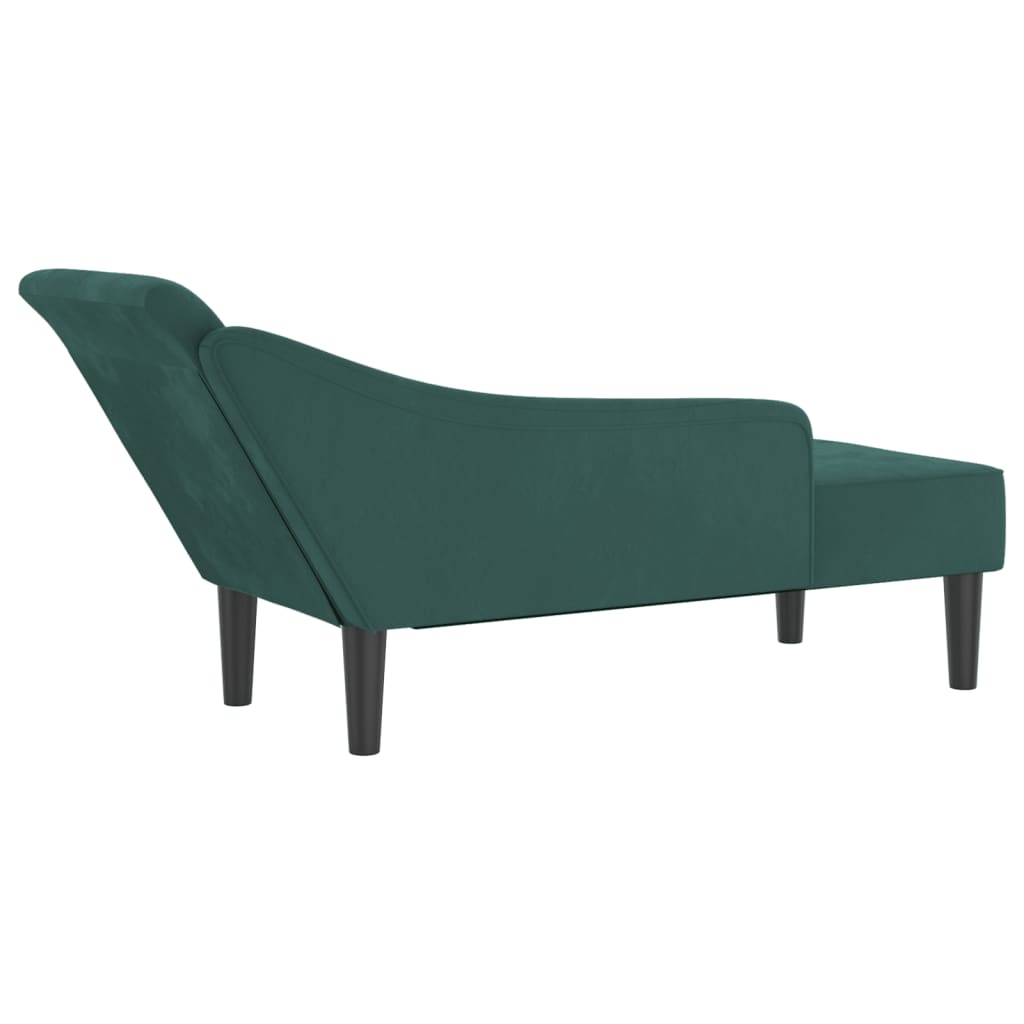 Chaise longue com almofadões veludo verde-escuro - Image 4