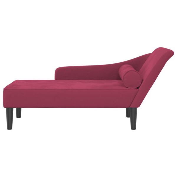 Chaise longue com almofadões veludo vermelho tinto - Image 2