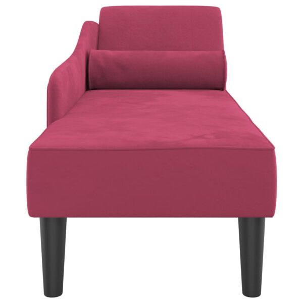 Chaise longue com almofadões veludo vermelho tinto - Image 3