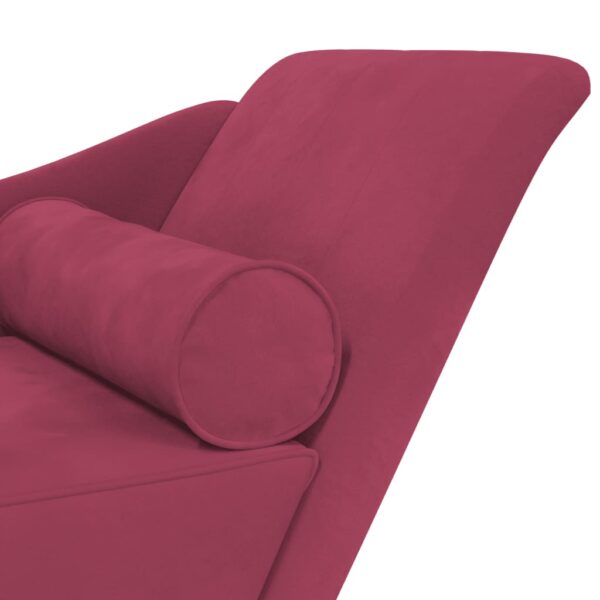 Chaise longue com almofadões veludo vermelho tinto - Image 5