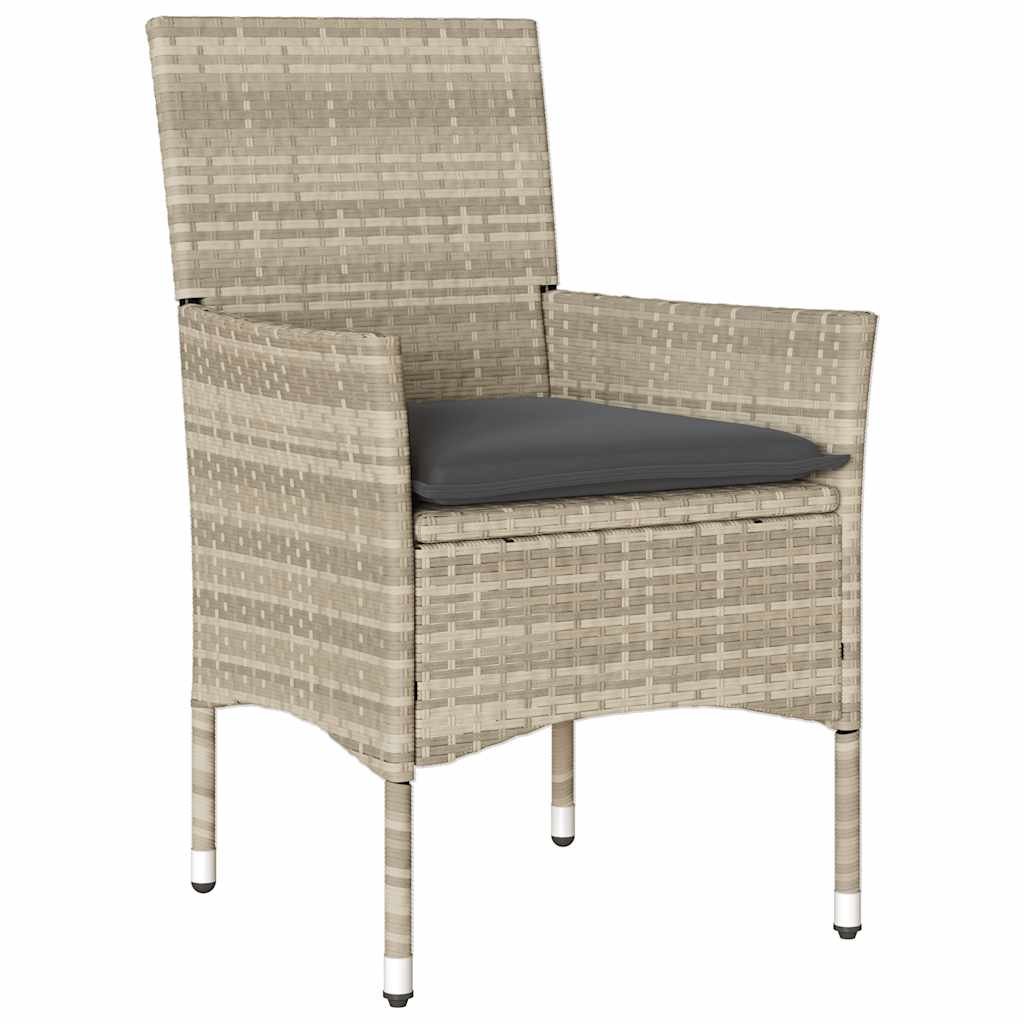 5 pcs conjunto jantar jardim c/ almofadões PE/vidro cinza claro - Image 2