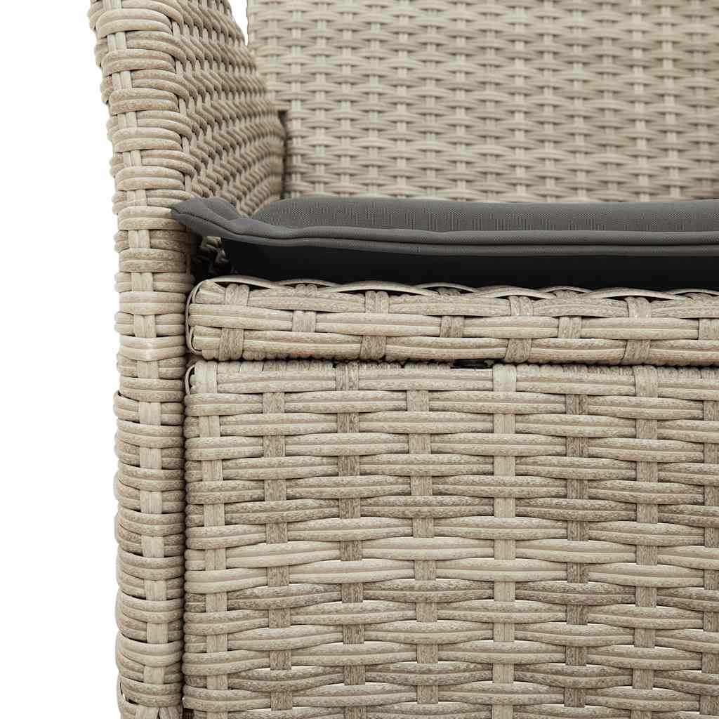 5 pcs conjunto jantar jardim c/ almofadões PE/vidro cinza claro - Image 4