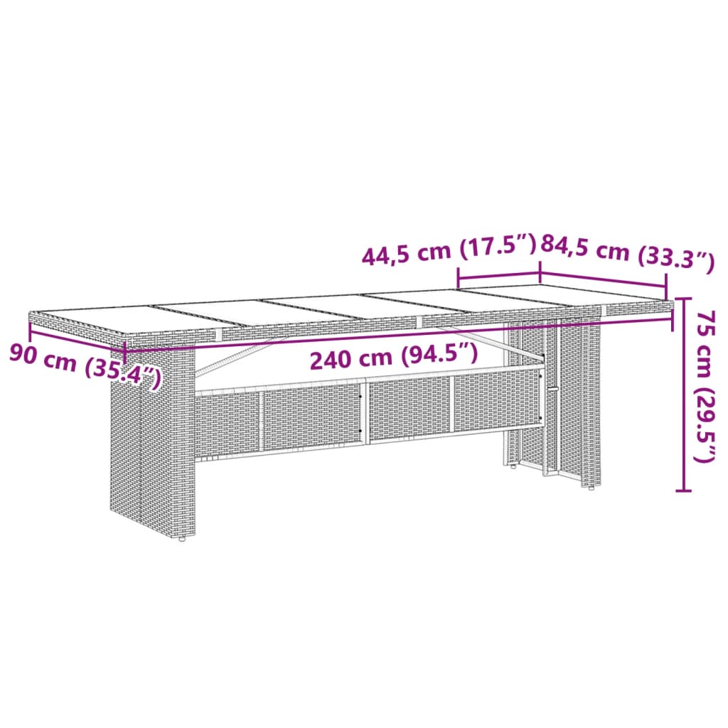 9 pcs conjunto de jantar p/ jardim c/ almofadões vime PE cinza - Image 7