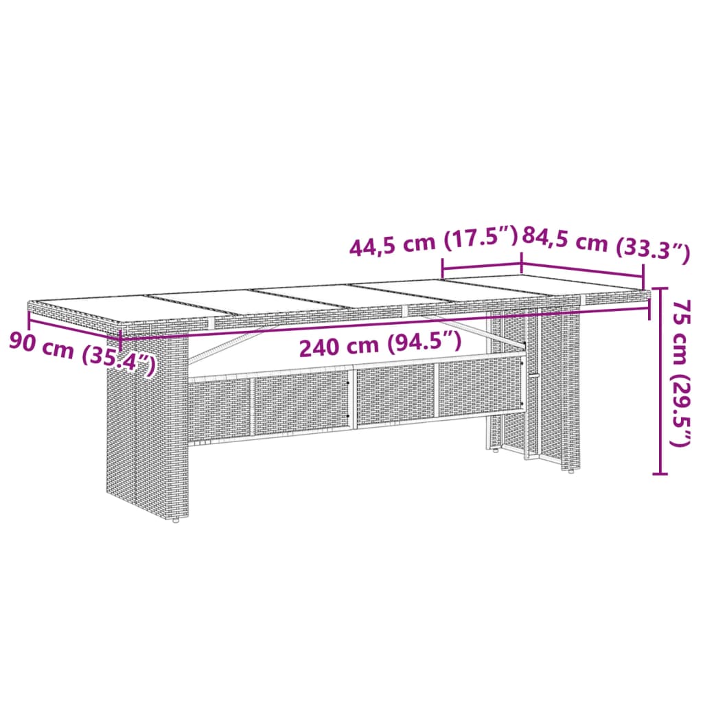 11 pcs conjunto jantar p/ jardim c/ almofadões vime PE cinzento - Image 7
