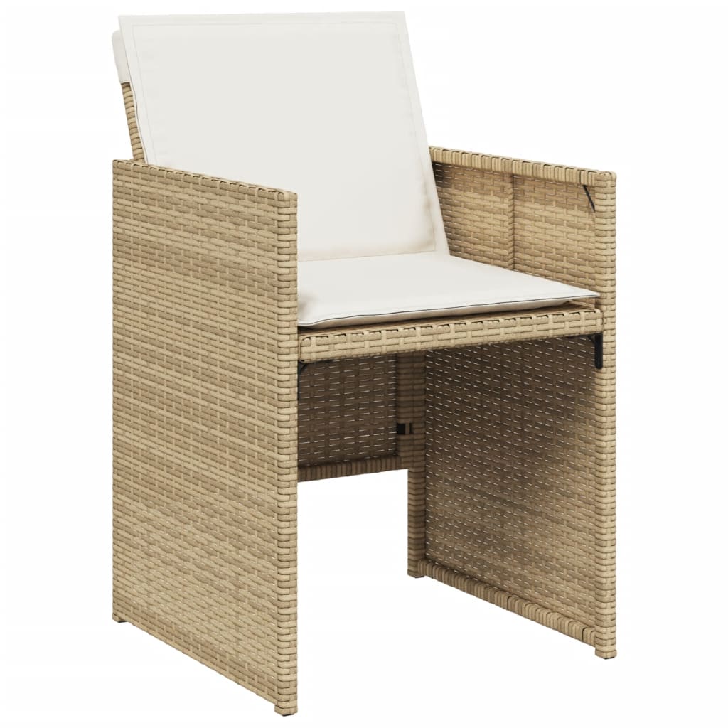 15 pcs conjunto de jantar p/ jardim com almofadões vime PE bege - Image 4