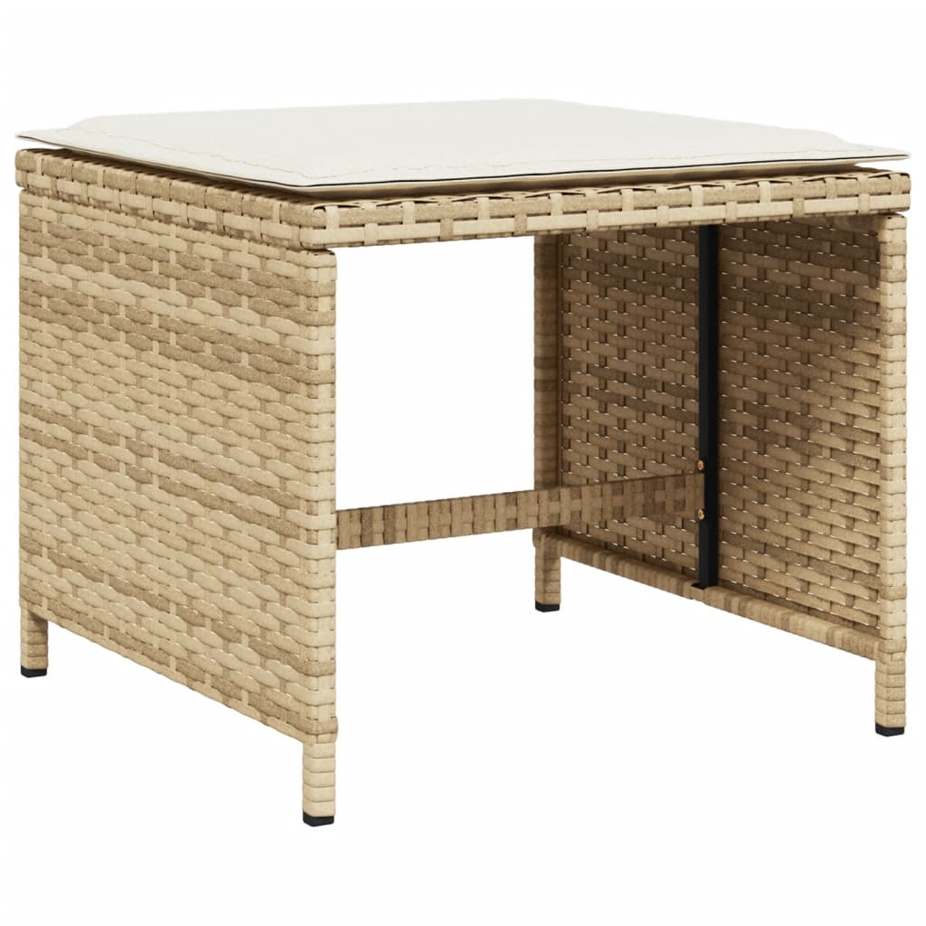 15 pcs conjunto de jantar p/ jardim com almofadões vime PE bege - Image 5