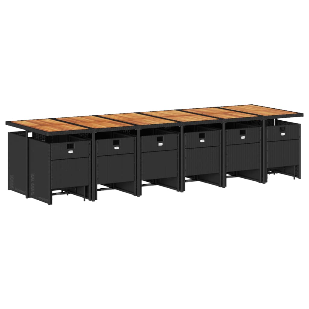17 pcs conjunto de jantar p/ jardim c/ almofadões vime PE preto - Image 2