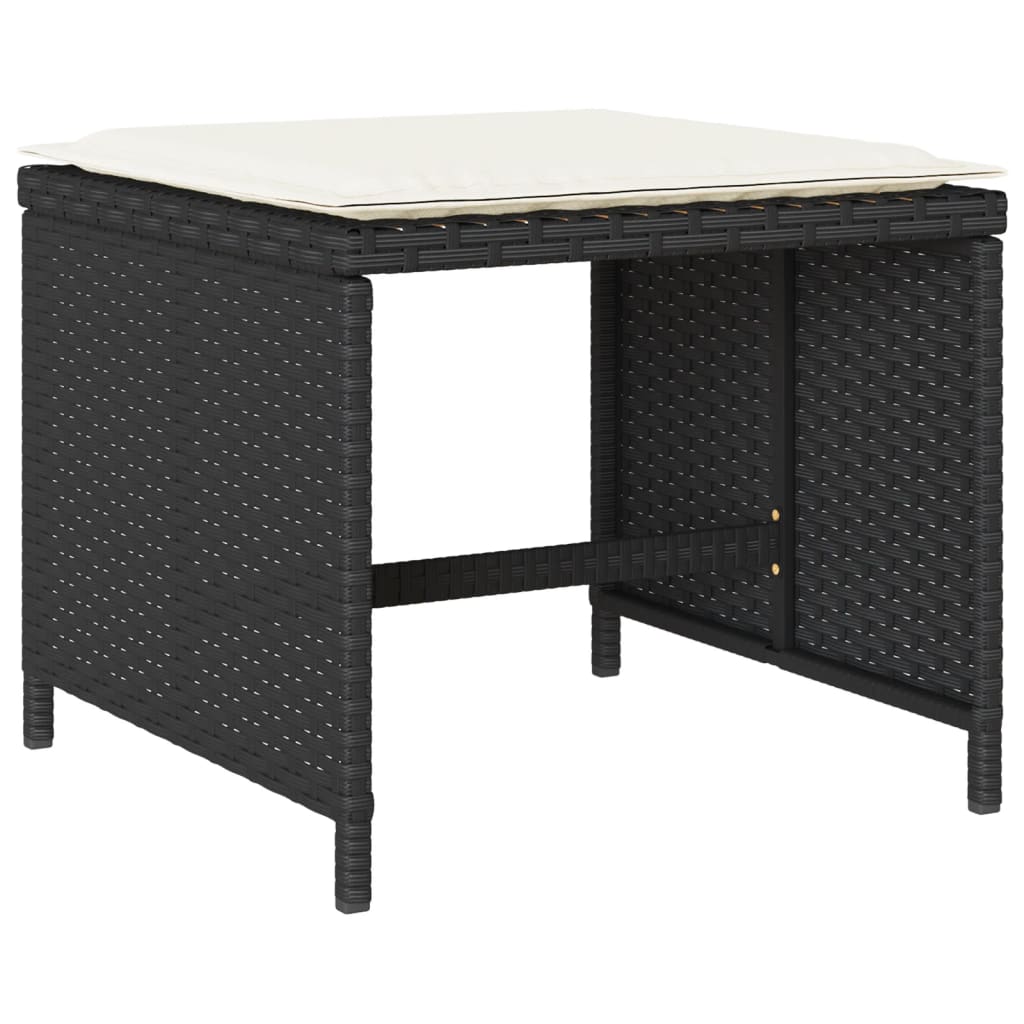 17 pcs conjunto de jantar p/ jardim c/ almofadões vime PE preto - Image 5