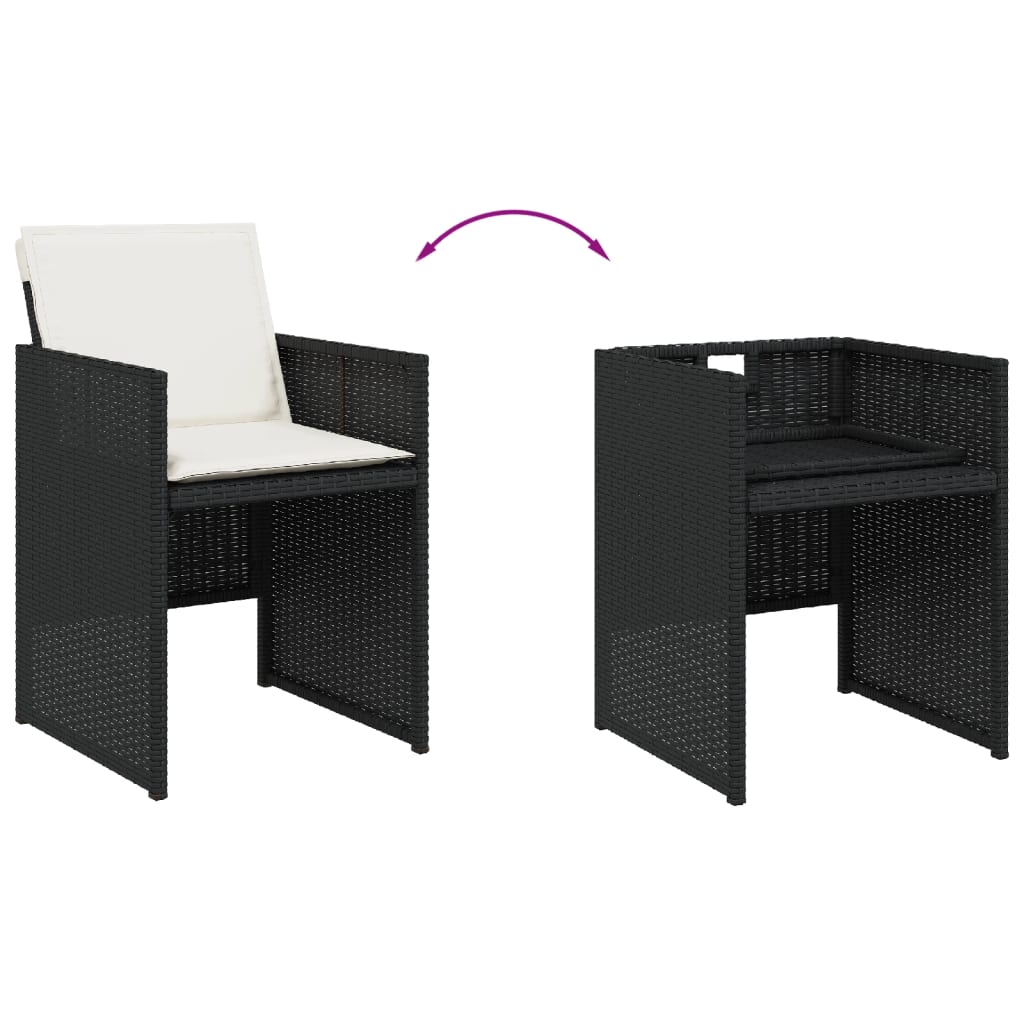 17 pcs conjunto de jantar p/ jardim c/ almofadões vime PE preto - Image 6