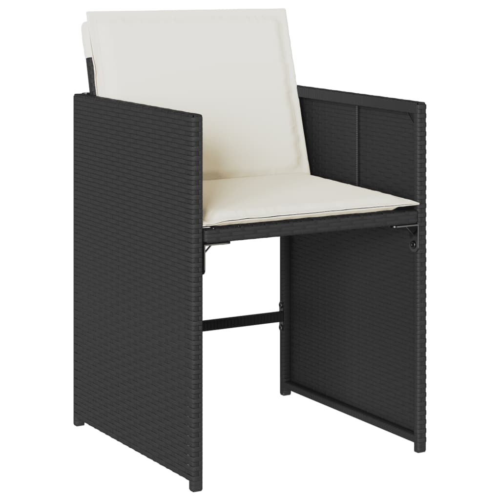 13 pcs conjunto de jantar p/jardim com almofadões vime PE preto - Image 2