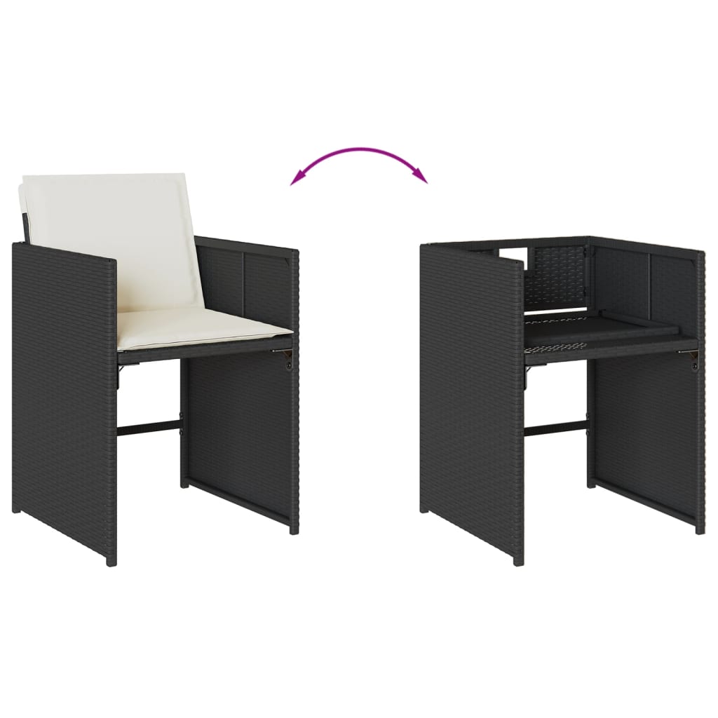 13 pcs conjunto de jantar p/jardim com almofadões vime PE preto - Image 6