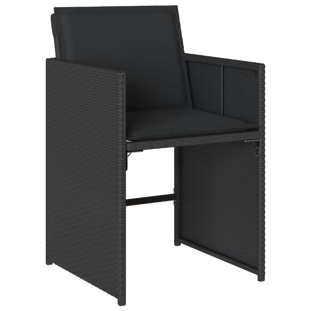 15 pcs conjunto de jantar p/jardim com almofadões vime PE preto - Image 2