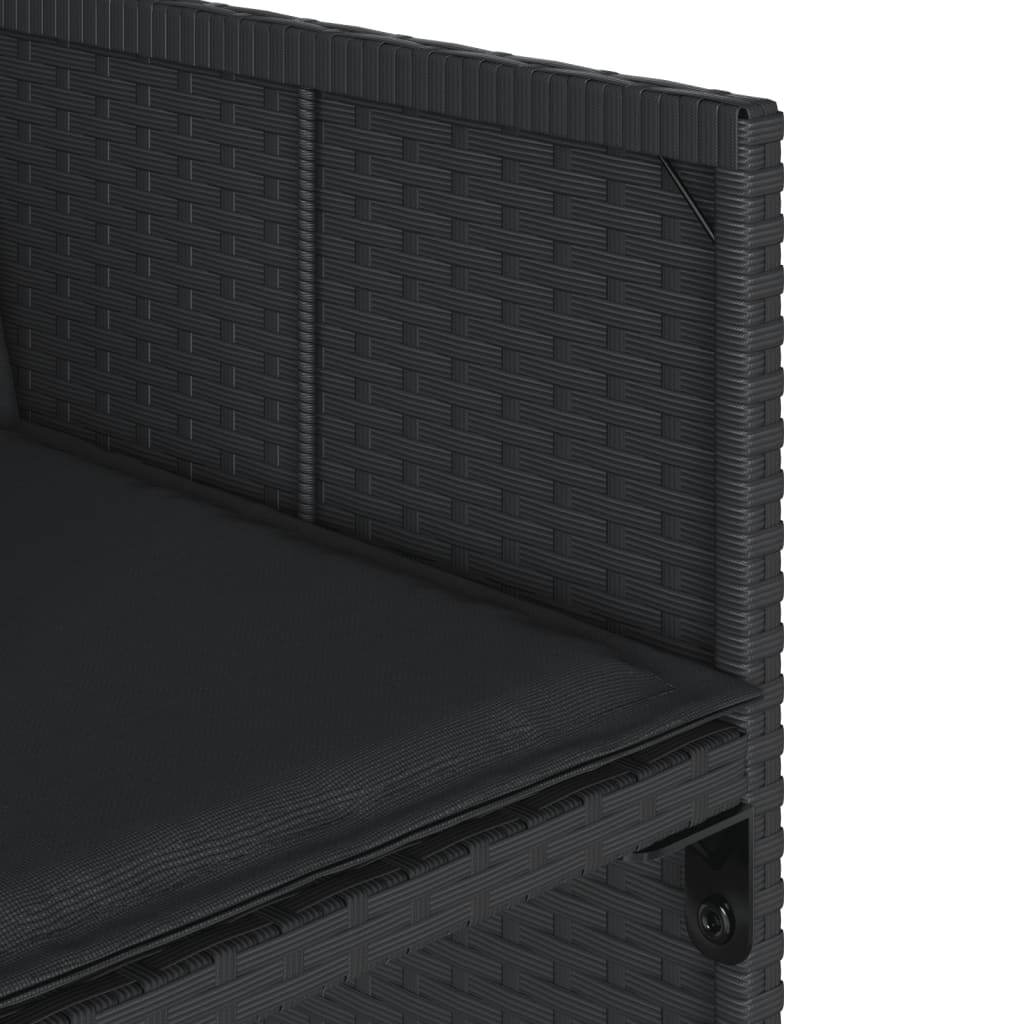 15 pcs conjunto de jantar p/jardim com almofadões vime PE preto - Image 5