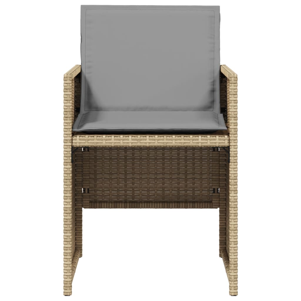 Cadeiras de jardim com almofadões 4 pcs vime PE bege misturado - Image 4