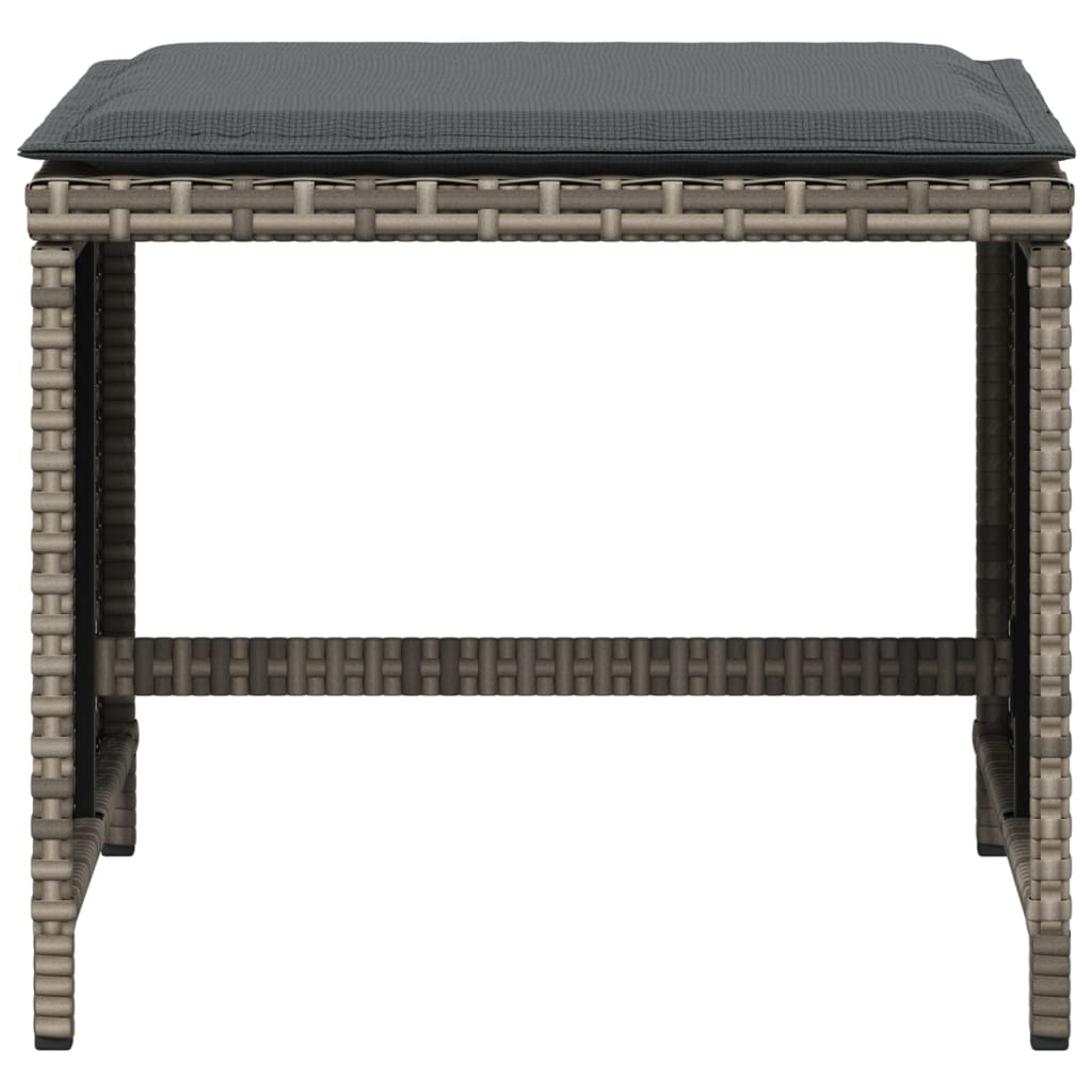 Bancos jardim com almofadões 4 pcs 40x40x35 cm vime PE cinzento - Image 4