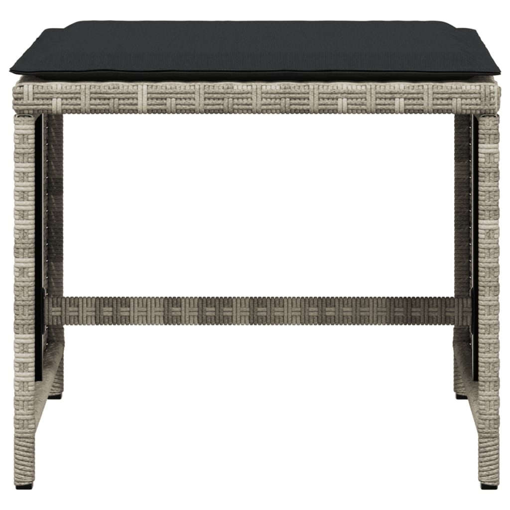 Bancos jardim c/ almofadões 4pcs 40x40x35cm vime PE cinza-claro - Image 4