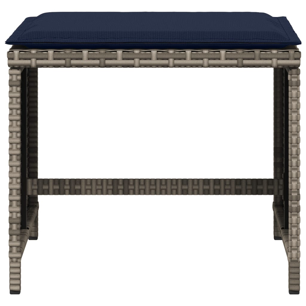 Bancos jardim com almofadões 4 pcs 40x40x35 cm vime PE cinzento - Image 4