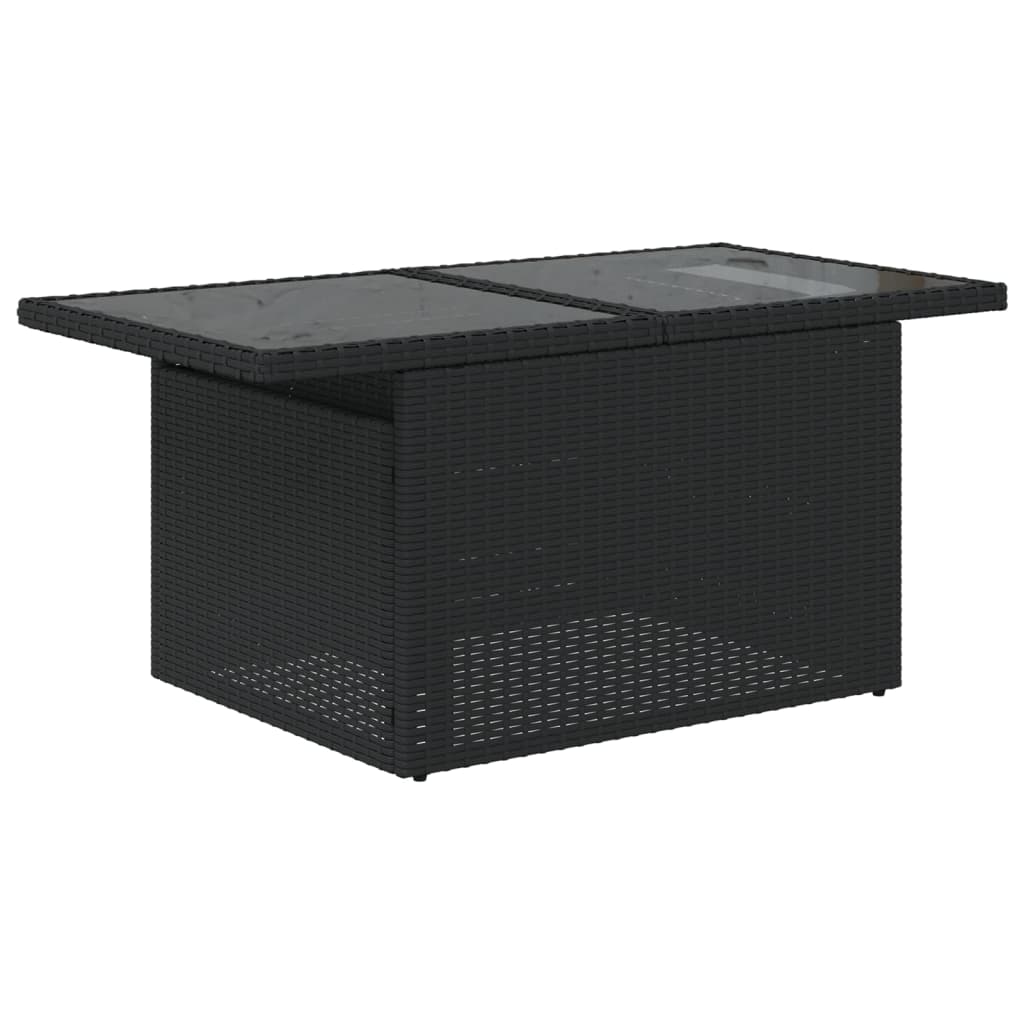 6 pcs conjunto sofás de jardim c/ almofadões vime PE preto - Image 3