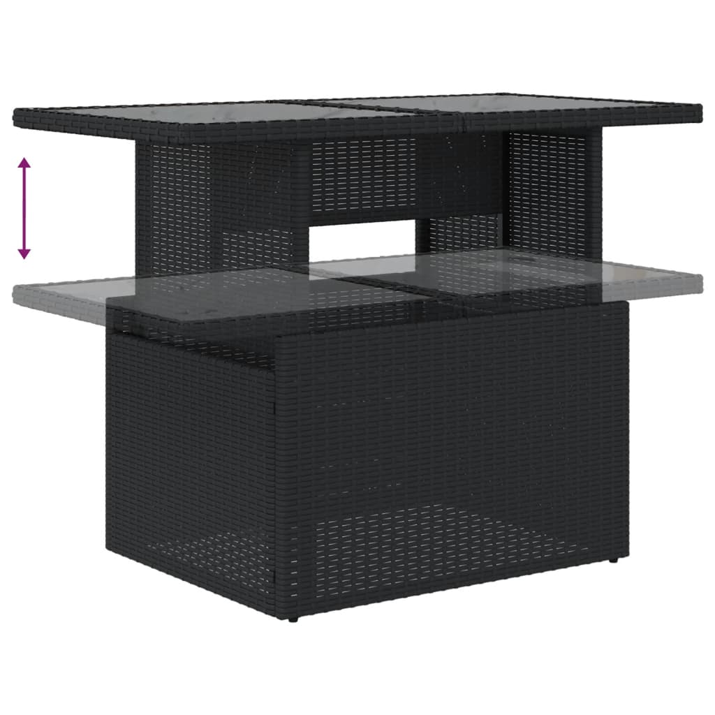 6 pcs conjunto sofás de jardim c/ almofadões vime PE preto - Image 6
