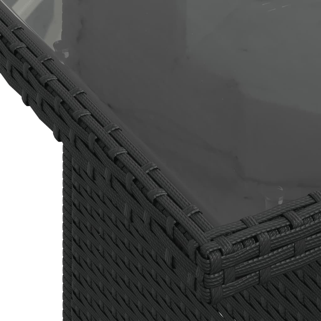 6 pcs conjunto sofás de jardim c/ almofadões vime PE preto - Image 8