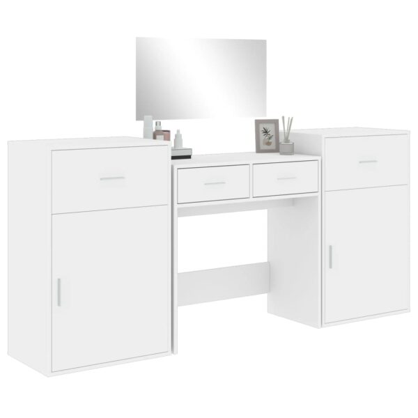 Conjunto de toucador 4 pcs derivados de madeira branco - Image 3