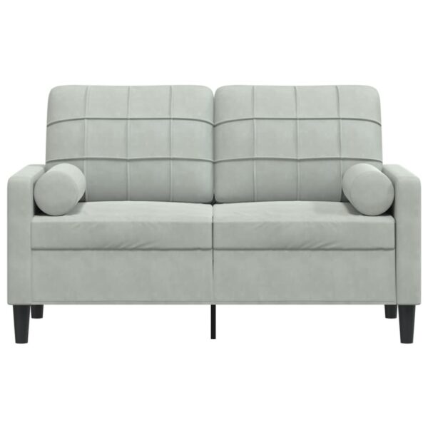 Sofá 2 lugares + almofadas decorativas 120cm veludo cinza-claro - Image 2