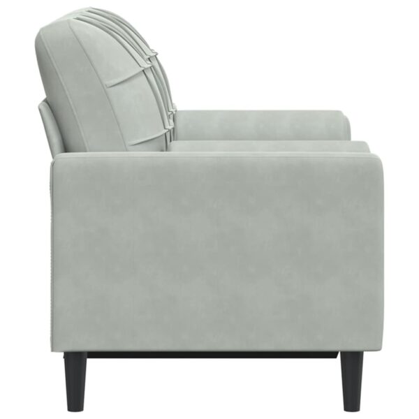 Sofá 2 lugares + almofadas decorativas 120cm veludo cinza-claro - Image 3