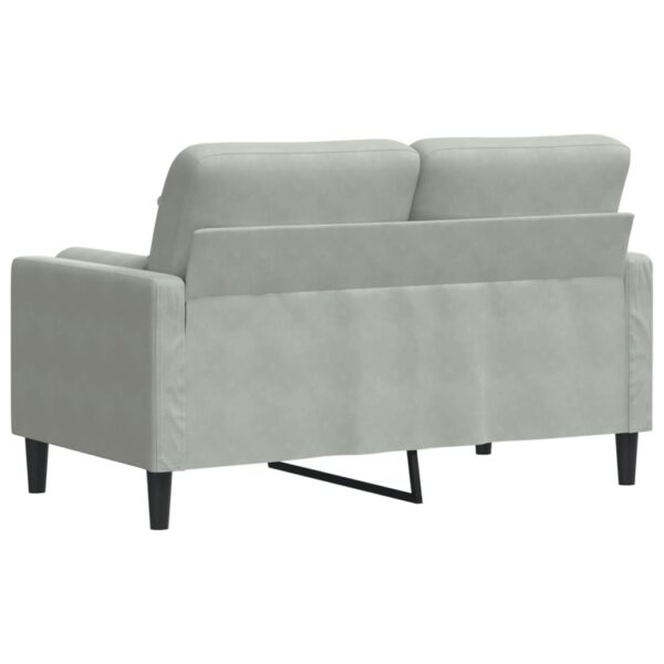 Sofá 2 lugares + almofadas decorativas 120cm veludo cinza-claro - Image 4
