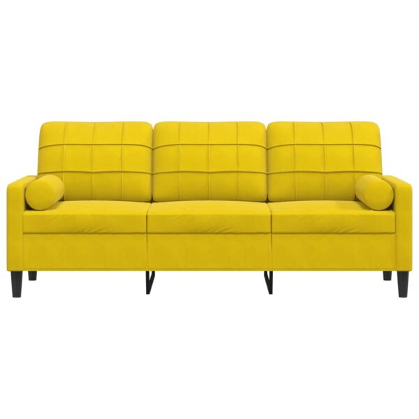 Sofá 3 lugares c/ almofadas decorativas 180 cm veludo amarelo - Image 2