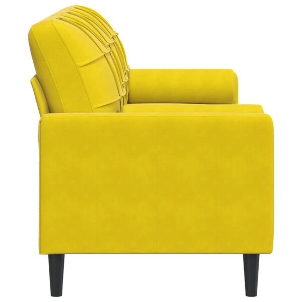 Sofá 3 lugares c/ almofadas decorativas 180 cm veludo amarelo - Image 3
