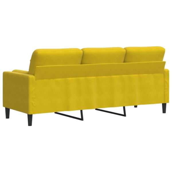 Sofá 3 lugares c/ almofadas decorativas 180 cm veludo amarelo - Image 4