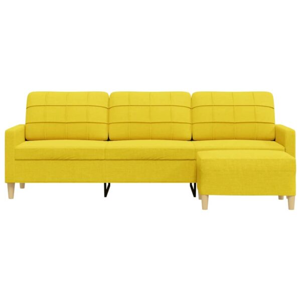 Sofá de 3 lugares com apoio de pés 210 cm tecido amarelo-claro - Image 2
