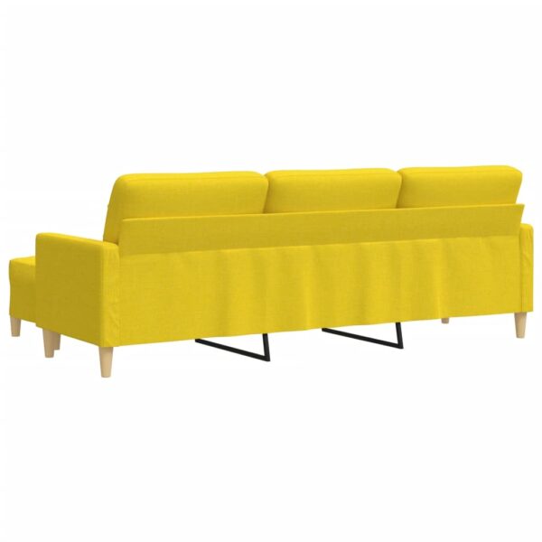 Sofá de 3 lugares com apoio de pés 210 cm tecido amarelo-claro - Image 4