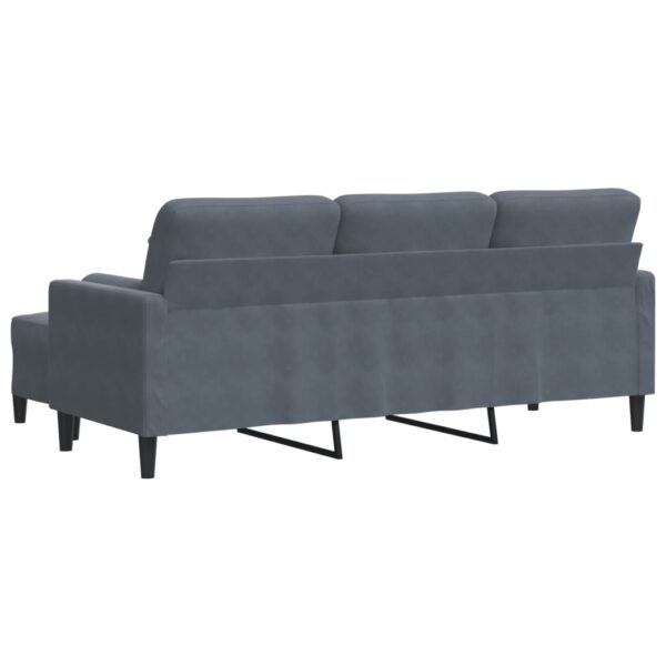 Sofá de 3 lugares com apoio de pés 180 cm veludo cinza-escuro - Image 4