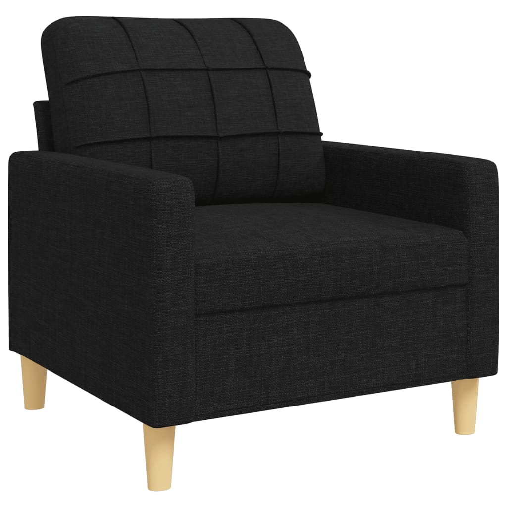 3 pcs conjunto de sofás tecido preto - Image 3