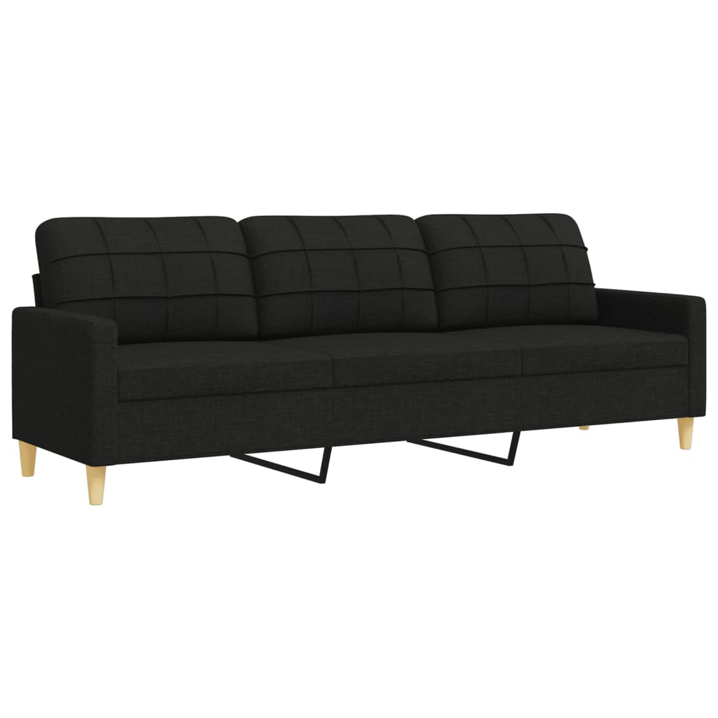 3 pcs conjunto de sofás tecido preto - Image 5