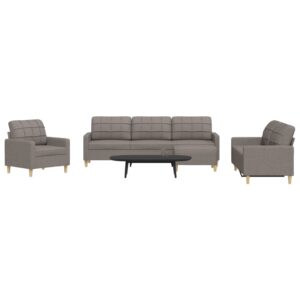 4 pcs conjunto de sofás com apoio pés tecido cinza-acastanhado