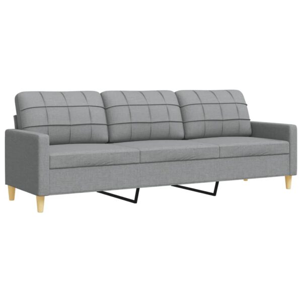 3 pcs conjunto de sofás com almofadas tecido cinzento-escuro - Image 5
