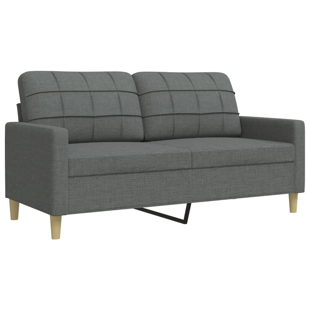 3pcs conjunto sofás c/ almofadões/apoio pés tecido cinza-escuro - Image 3
