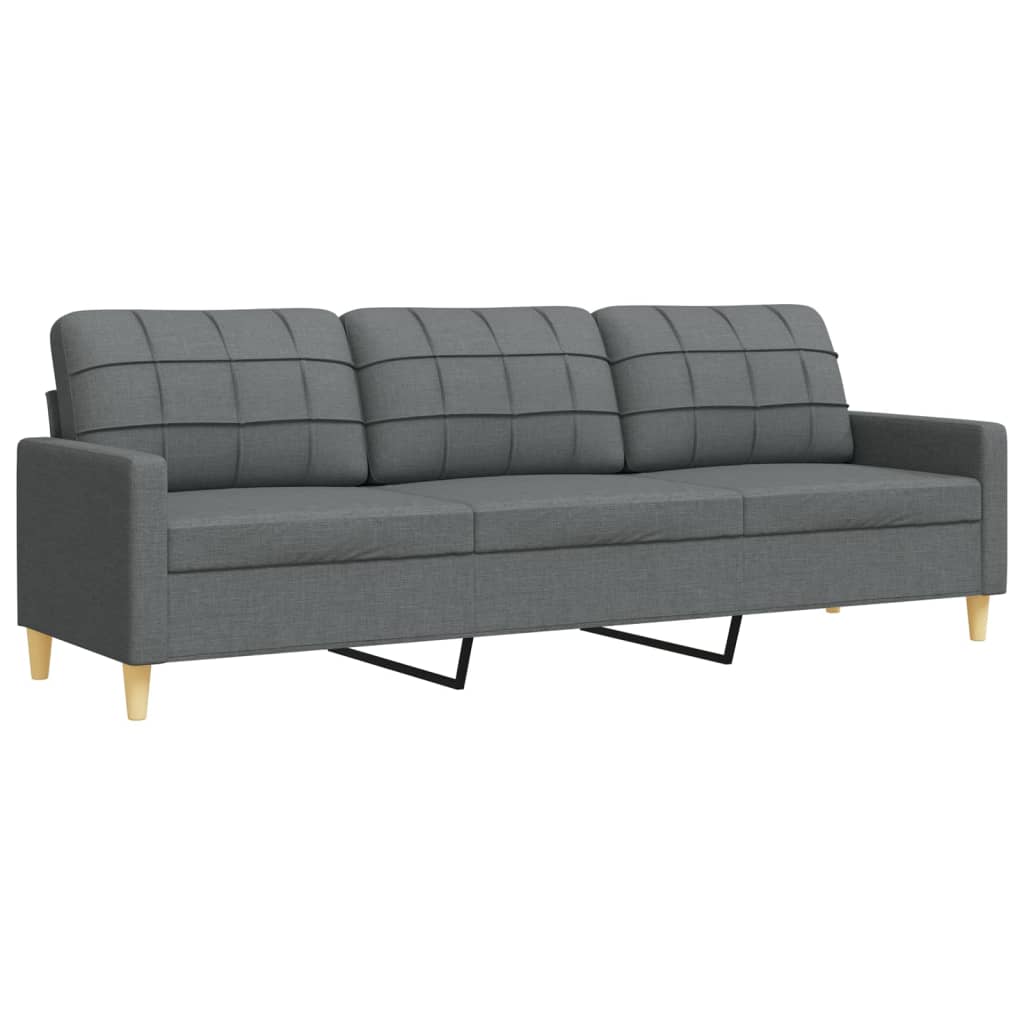 3pcs conjunto sofás c/ almofadões/apoio pés tecido cinza-escuro - Image 4